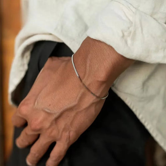 Silver Box Chain Minimalist Bracelet