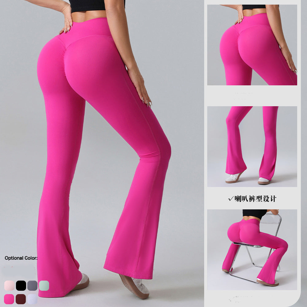 Hip-Lift Yoga Flared Pants - High Waist Quick Dry Fitness Trousers