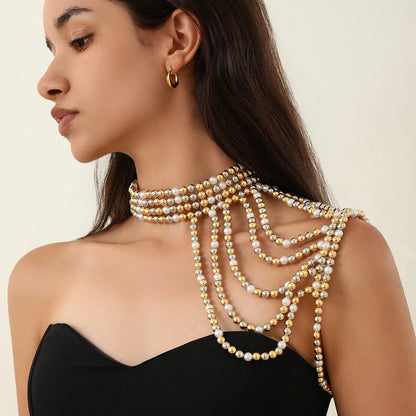 Glam Pearl Body Chain Necklace