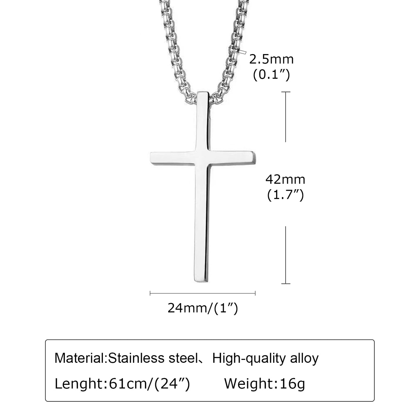 Stainless Steel Cross Pendant Necklace