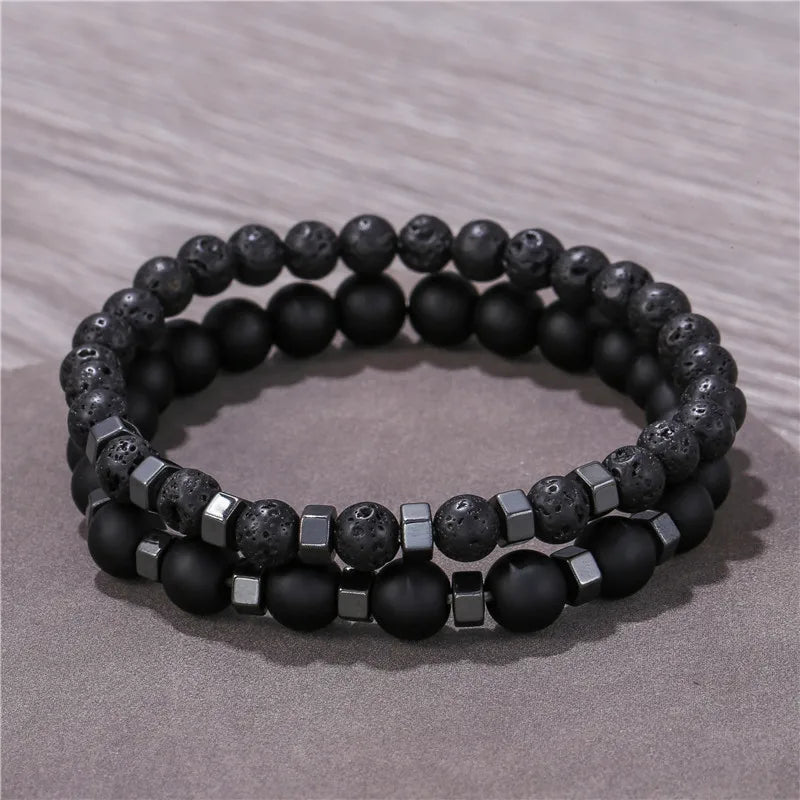 Lava Stone & Tiger Eye Bracelet Set