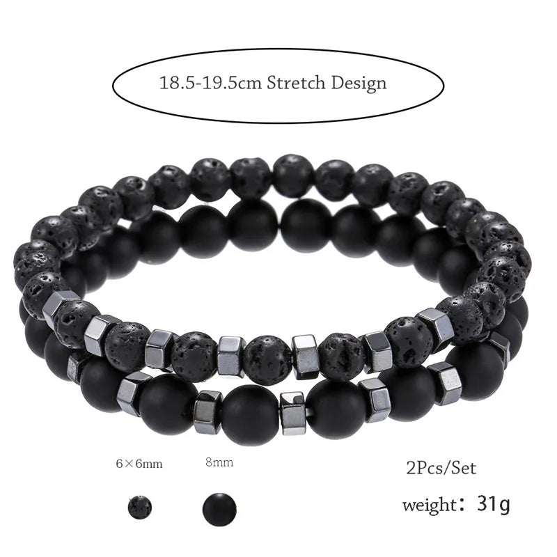 Lava Stone & Tiger Eye Bracelet Set