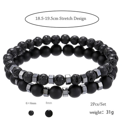 Lava Stone & Tiger Eye Bracelet Set