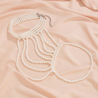 Glam Pearl Body Chain Necklace