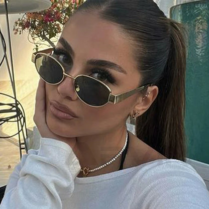 Chic Oval Metal Sunglasses