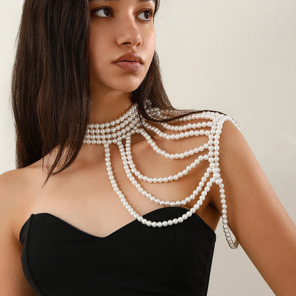 Glam Pearl Body Chain Necklace