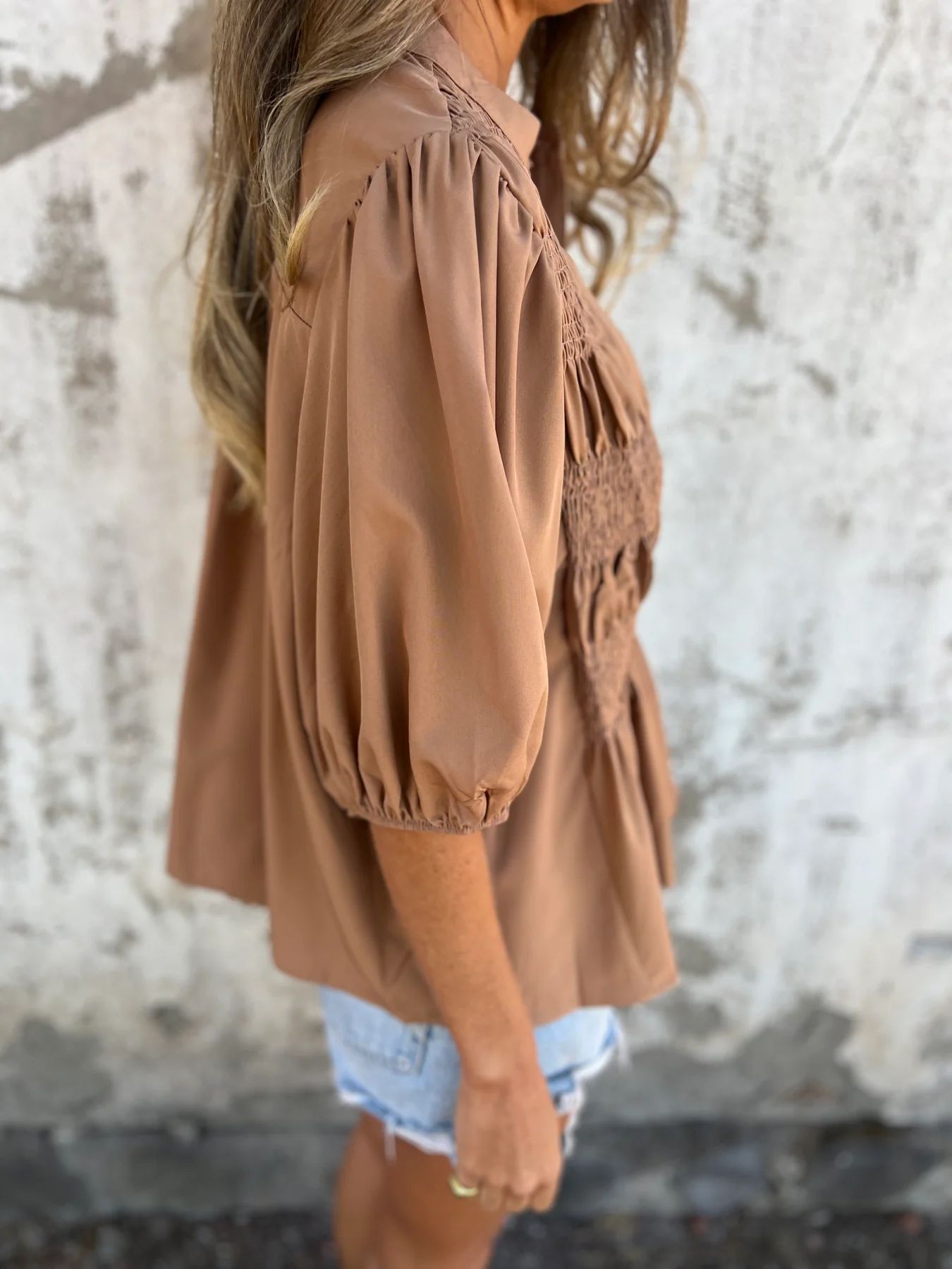 Pleated Button Short-Sleeve T-Shirt - Casual Loose Summer Top